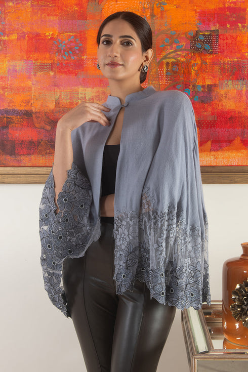 Floral Inlay Lace Cape