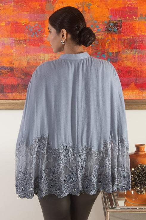 Floral Inlay Lace Cape