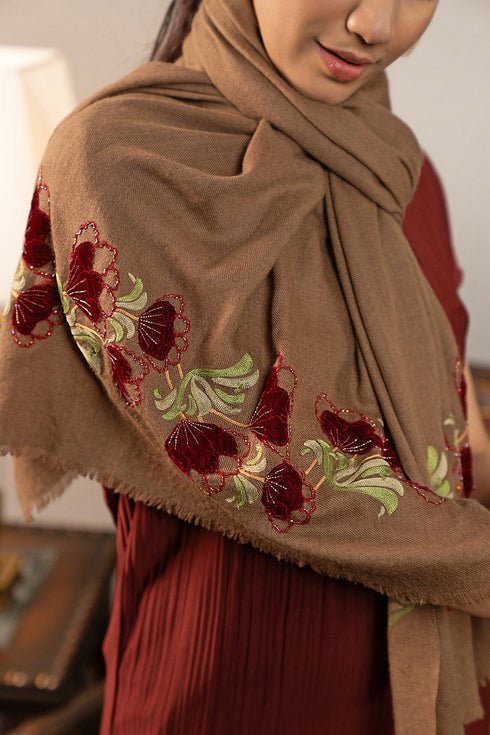 Magnolia Buds | Embroidered Wool Silk Stole