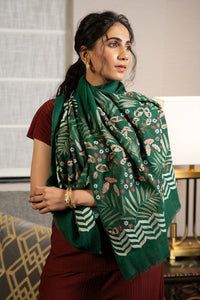 Secret Orchid Garden | Embroidered Wool Silk Stole