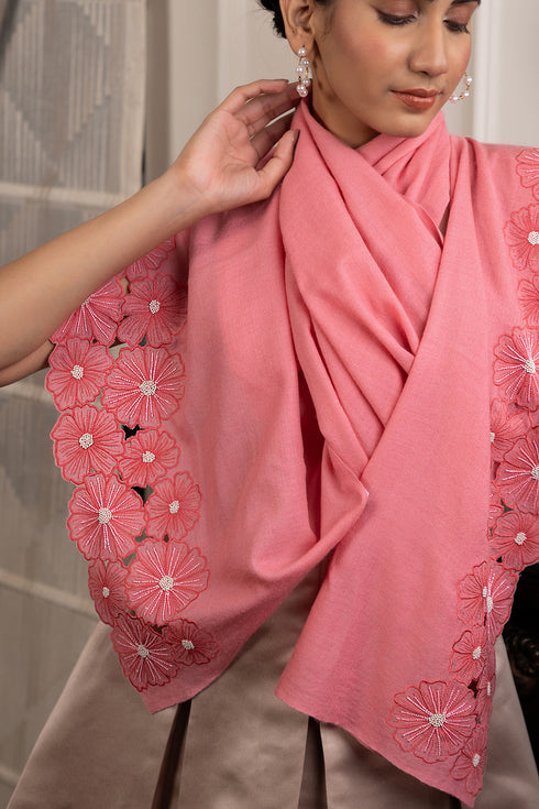 Daisy Bloom | Embroidered Wool Silk Stole