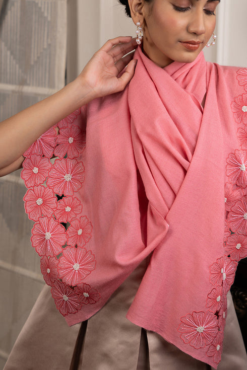 Daisy Bloom | Embroidered Wool Silk Stole