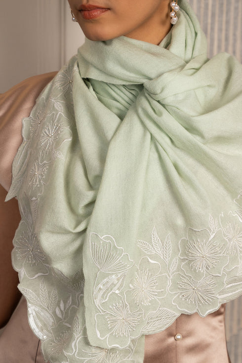 Poppy Whisper | Embroidered Wool Silk Stole