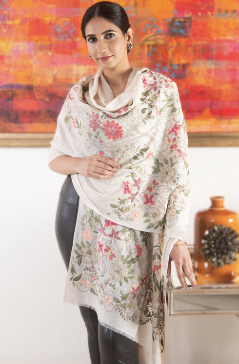 The Persian Story | Embroidered Wool Silk Stole
