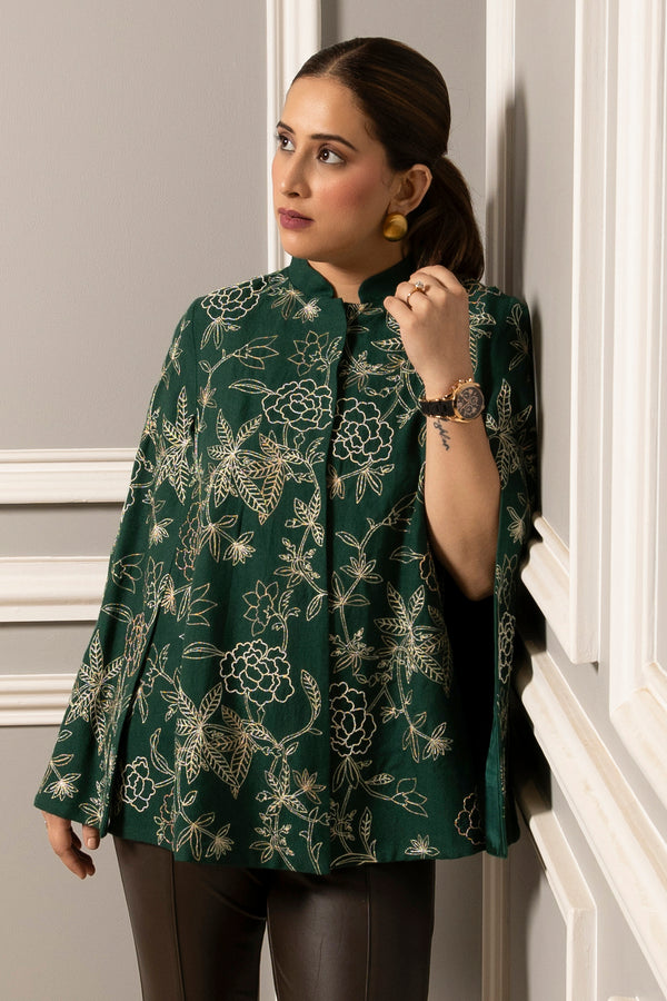 Peony Embroidered Cape