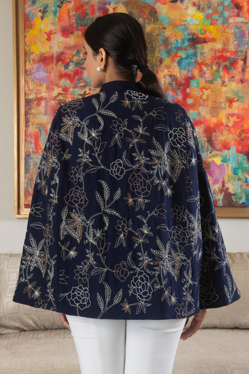 Peony Embroidered Cape