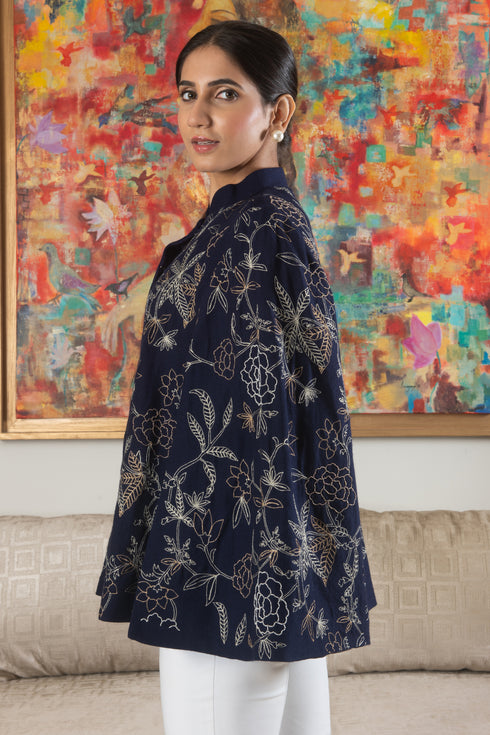 Peony Embroidered Cape