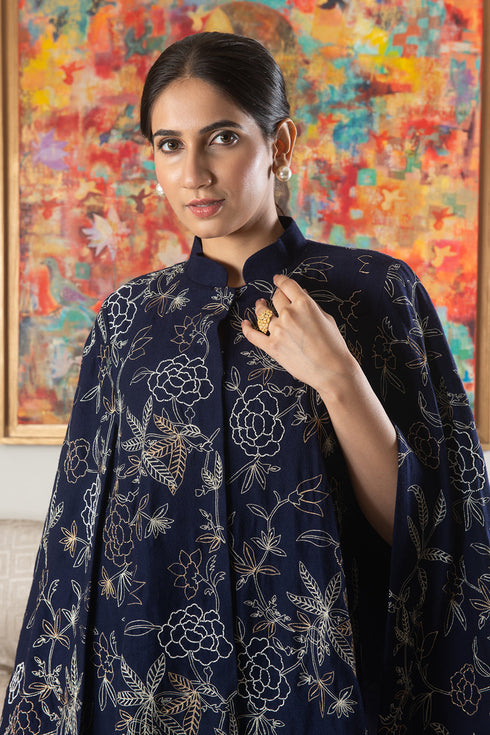Peony Embroidered Cape