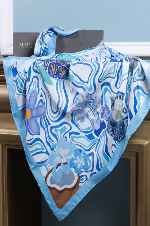Santorini Blue | Pure Silk Twill Scarf