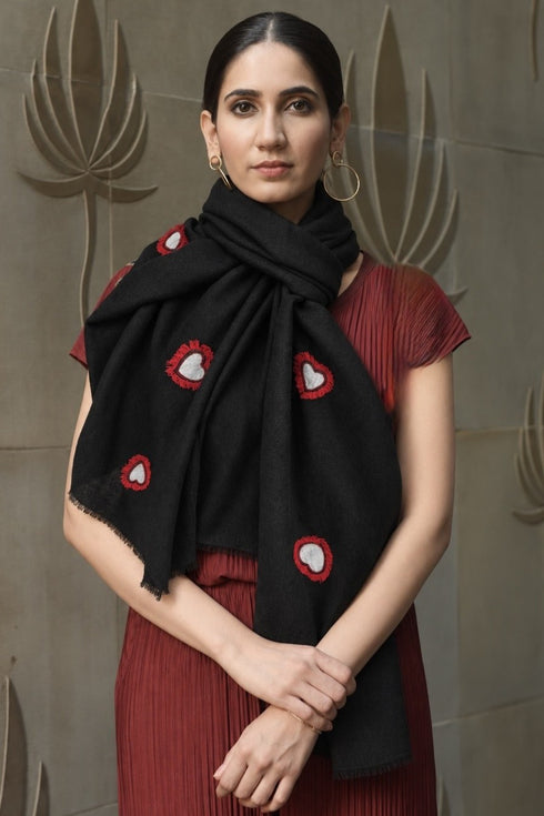 Valentina | Embroidered Wool Silk Stole