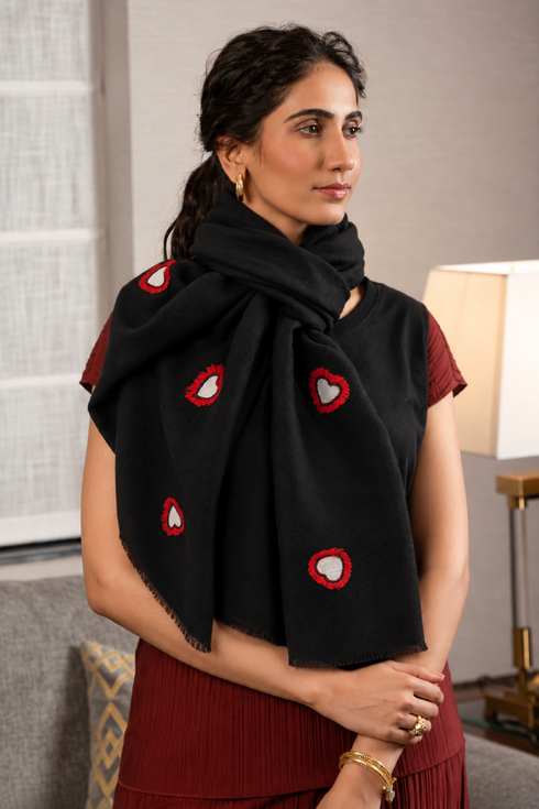 Valentina | Embroidered Wool Silk Stole