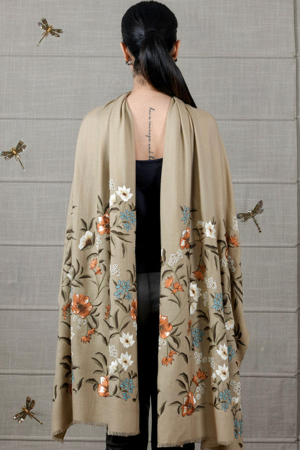 Mauli Wildflower Jaal | Embroidered Merino Wool Stole