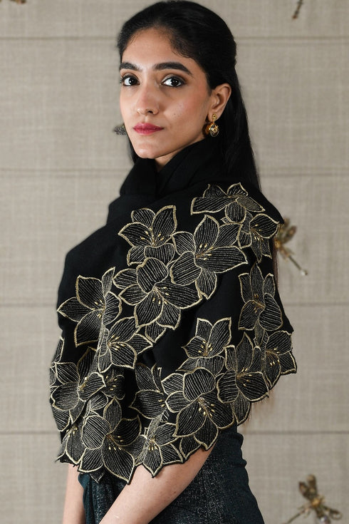 Gulnaar | Embroidered Wool Silk Stole