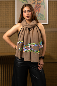 Shimmy Sequin | Embroidered Wool Silk Stole