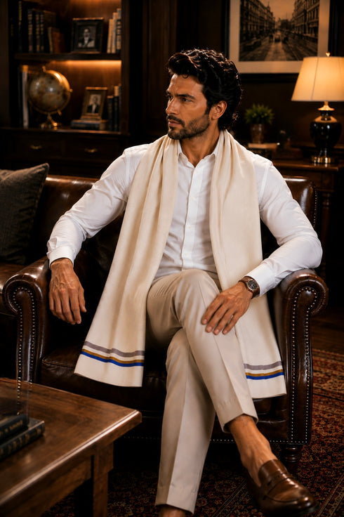 The Prudent | Embroidered Fine Wool Silk Stole