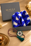 Retro Orbit | Pure Silk Pocket Square with a Handmade Rakhi
