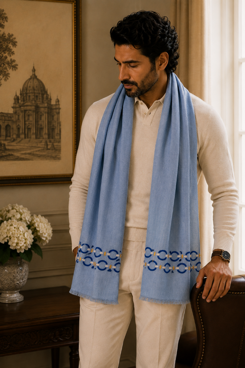 The LinkedIn | Embroidered Fine Wool Silk Stole