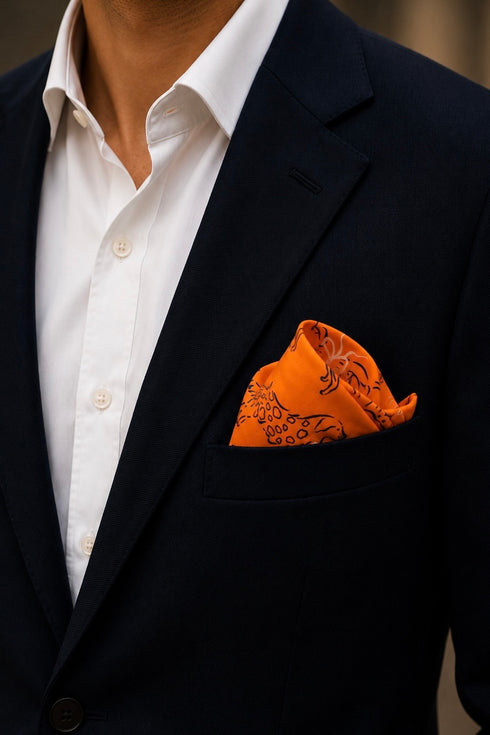 Club Canine | Pure Silk Pocket Square with a Handmade Rakhi