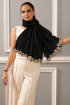 Dancing Crystal Petals | Embroidered Wool Silk Stole