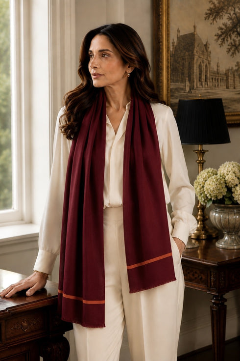 The Statement | Embroidered Fine Wool Silk Stole