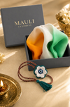 Tiranga Bloom | Pure Silk Pocket Square with a Handmade Rakhi