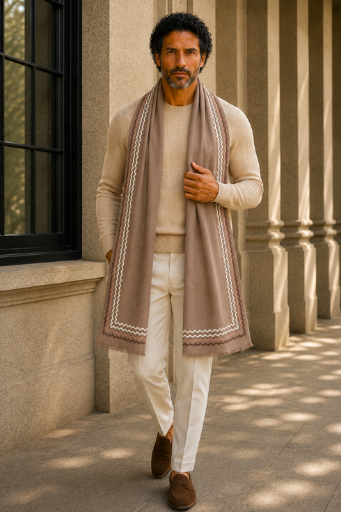 The Classic Insignia | Embroidered Wool Silk Stole