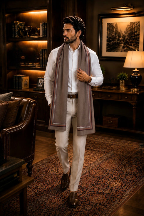 The Capitalist | Embroidered Fine Wool Silk Stole