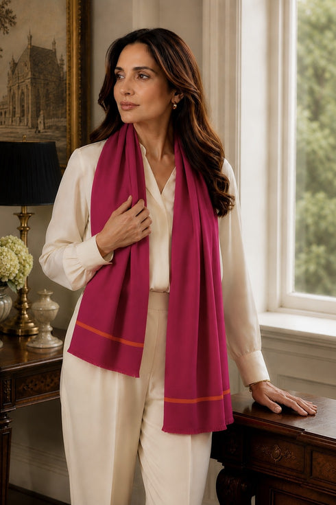The Statement | Embroidered Fine Wool Silk Stole