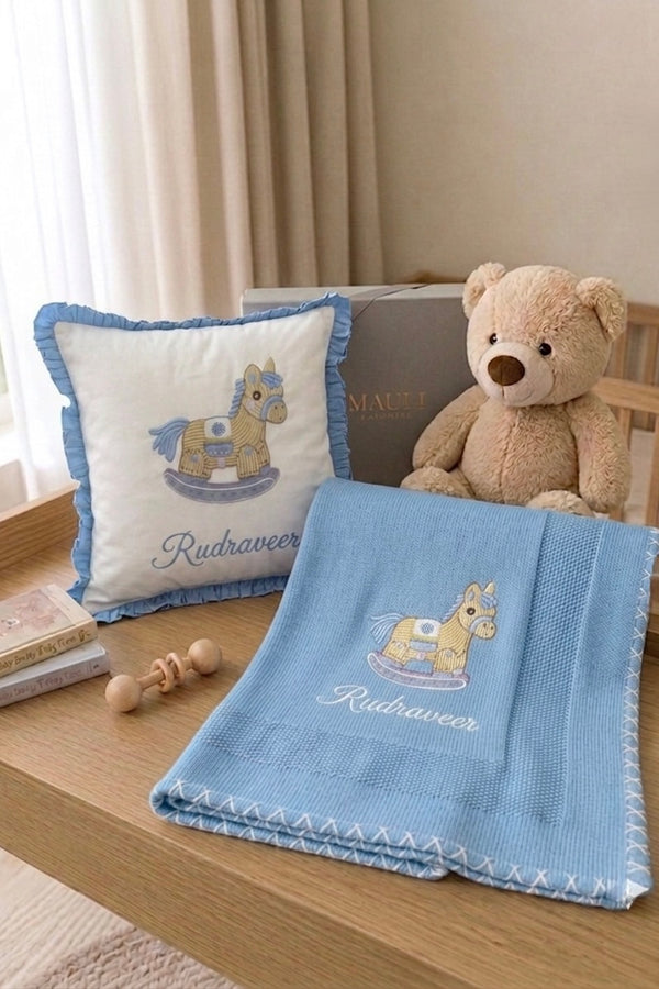 Baby Rio can't stop Rocking | Personalized Baby Blanket & Cushion