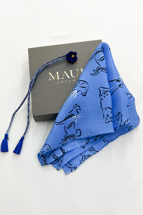 Club Canine | Pure Silk Pocket Square with a Handmade Rakhi