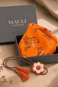 Club Canine | Pure Silk Pocket Square with a Handmade Rakhi