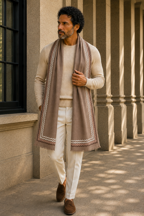 The Classic Insignia | Embroidered Wool Silk Stole