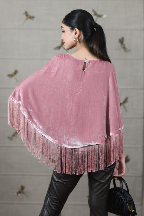 Mauli Evening Star Velvet Poncho with Tassels