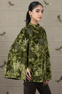 Velvet Peony Embroidered Cape