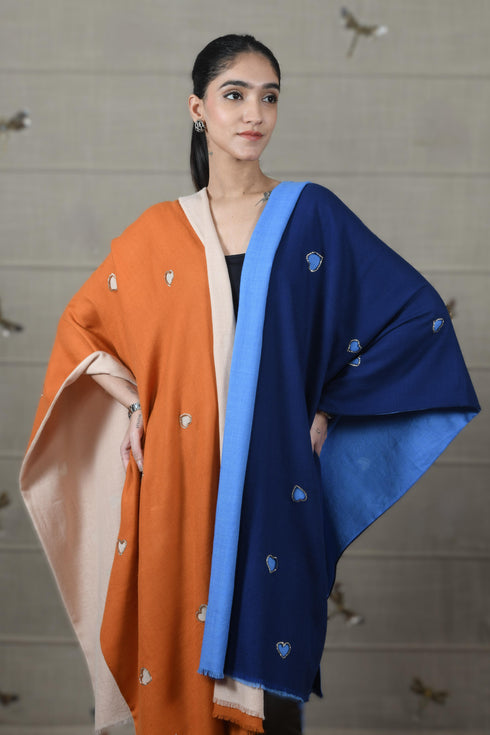 Reversible Lovenote| Embroidered Wool Silk Stole