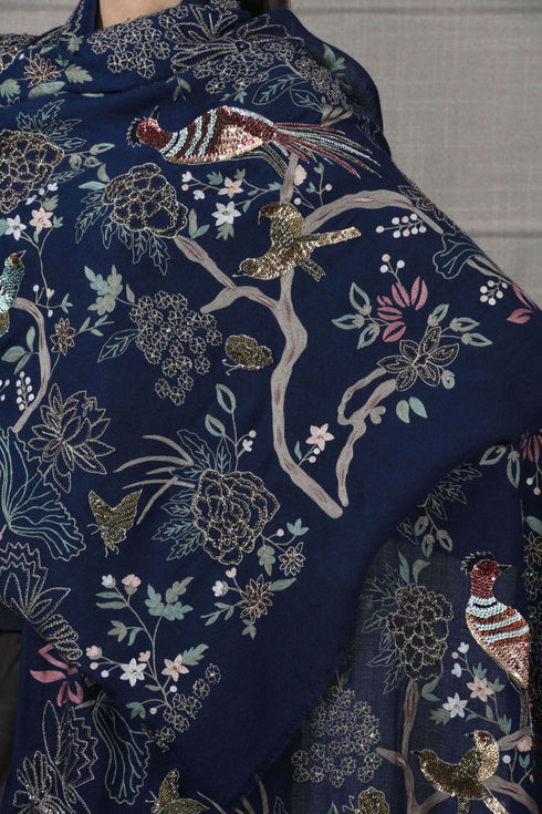 Enchanted Forest | Embroidered Pure Cashmere Stole