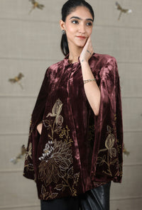 Mauli Velvet Dahlia Floral Cape