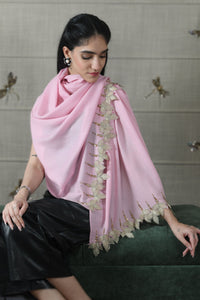 Petals Sparkle | Wool Silk Embroidered Stole
