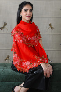 Spring Bloom | Embroidered Wool Silk Stole