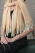 Crystal Cascade Danglers | Embroidered Wool Silk Stole Beige