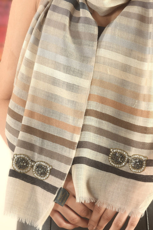 Chic Spectacle | Embroidered Wool Silk Stole