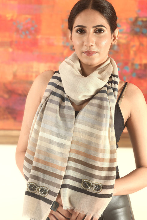 Chic Spectacle | Embroidered Wool Silk Stole