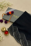 Majestic Wave | Embroidered Wool Silk Stole with Handmade Rakhi
