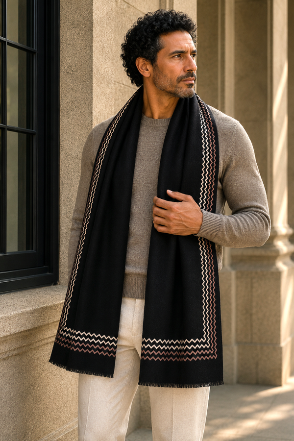 The Classic Insignia | Embroidered Wool Silk Stole