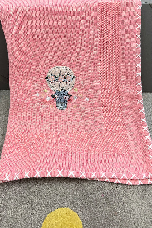 Baby Ele up in a Balloon | Personalized Baby Blanket