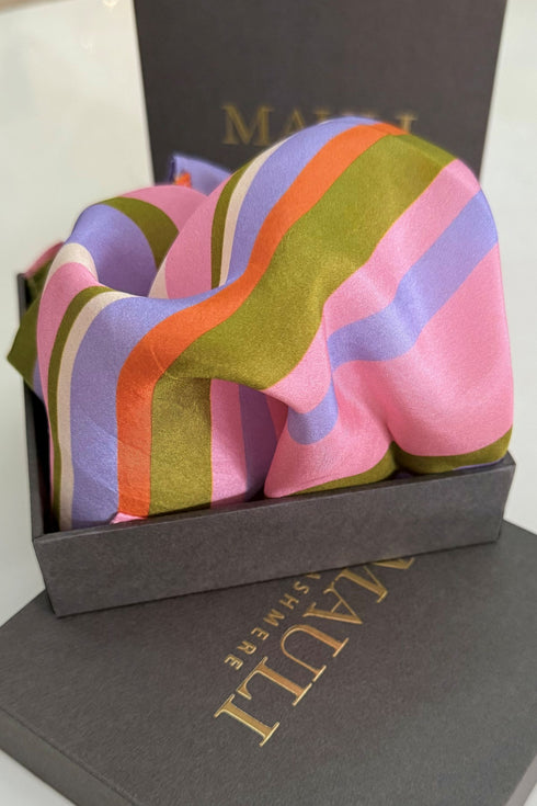 The Piazza Stripe | Pure Silk Pocket Square