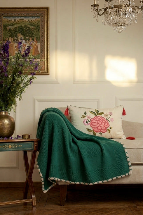 The Comfort Layer | Embroidered Cotton Knit Throw