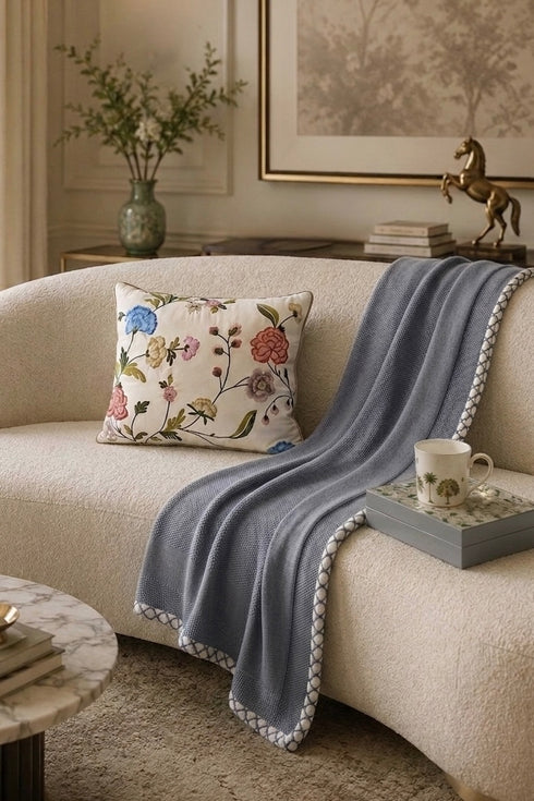 The Comfort Layer | Embroidered Cotton Knit Throw