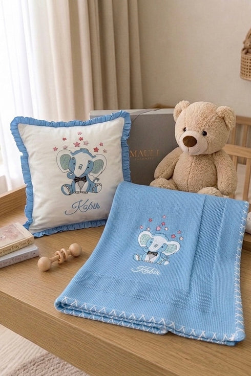Baby Trunks & the Stars | Personalized Baby Blanket with Cushion