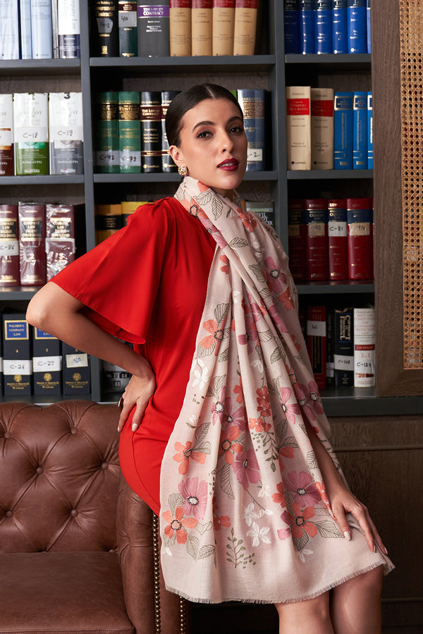 Dewey Garden | Embroidered Pure Cashmere Stole